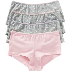 Figi "french" (4 pary) bonprix szaro-jasnoróżowy z nadrukiem. Szare figi damskie marki bonprix, z nadrukiem. Za 51,96 zł.