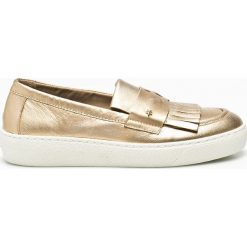 Tommy Hilfiger - Mokasyny. Żółte mokasyny damskie marki TOMMY HILFIGER, z materiału, na obcasie. W wyprzedaży za 269,90 zł.