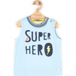 Koszulka. Niebieskie t-shirty chłopięce marki HERO ANIMALS, z aplikacjami, z elastanu, bez rękawów. Za 29,90 zł.