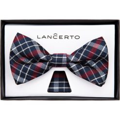Mucha Plus Poszetka w Kratę. Muszki męskie LANCERTO, bez wzorów, z dzianiny, eleganckie. W wyprzedaży za 39,90 zł.