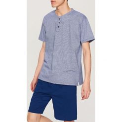 Piżamy męskie: Niebieska piżama z t-shirtem i szortami – Niebieski