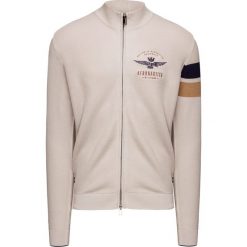 Sweter AERONAUTICA MILITARE. Brązowe swetry męskie Aeronautica Militare, w paski, z bawełny, eleganckie, ze stójką, bez kaptura. Za 620,00 zł.