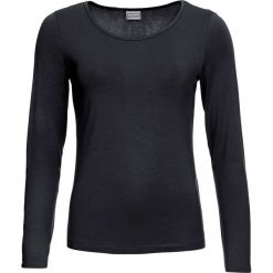 Shirt z długim rękawem bonprix czarny. Czarne koszulki damskie bonprix, bez wzorów, z okrągłym kołnierzem, z długim rękawem. Za 34,99 zł.