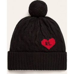 Polo Ralph Lauren - Czapka. Czarne czapki damskie Polo Ralph Lauren, bez wzorów, z wełny. W wyprzedaży za 299,90 zł.