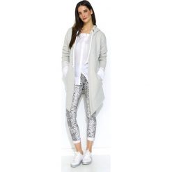 Beżowa Niezapinana Bluza z Kapturem. Brązowe bluzki damskie Molly.pl, uniwersalny, bez wzorów, z jeansu, klasyczne, z kapturem, z krótkim rękawem. Za 148,90 zł.