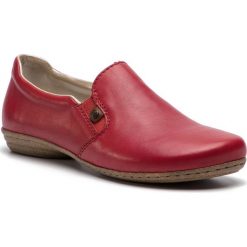 RIEKER 53960-33. Czerwone półbuty damskie Rieker, bez wzorów, bez obcasa, bez zapięcia. Za 239,99 zł.