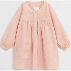 Mango Kids - Sukienka dziecięca Pale 80-104 cm. Różowe sukienki dziewczęce Mango Kids, bez wzorów, z bawełny, casualowe, z długim rękawem, długie, maxi, rozkloszowane. Za 89,90 zł.