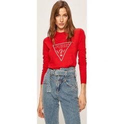 Guess Jeans - Sweter. Szare swetry damskie Guess Jeans, s, z aplikacjami, z elastanu, bez rękawów, bez kaptura. W wyprzedaży za 159,90 zł.