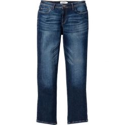 Dżinsy "power-stretch" ze specjalnym krojem talii bonprix ciemnoniebieski "used". Niebieskie jeansy męskie bonprix, m, bez wzorów, z jeansu. Za 109,99 zł.