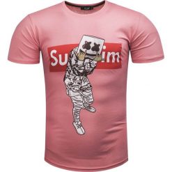 Koszulka męska t-shirt róż Recea. Różowe koszulki męskie Recea, xl, z nadrukiem, z bawełny, bez kołnierzyka. Za 24,00 zł.