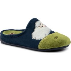 Kapcie MANITU - 320609 Marine/Pistazie 5. Niebieskie klapki damskie Manitu, bez wzorów, z tworzywa sztucznego, bez obcasa. Za 139,00 zł.
