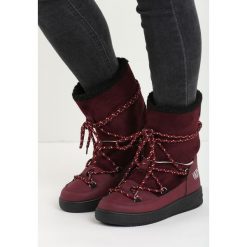 Bordowe Śniegowce Moonlight Dance. Czerwone buty sportowe damskie Born2be, bez wzorów, z nubiku, sportowe. Za 139,99 zł.