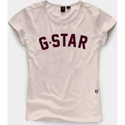 G-Star Raw - Top. Szare topy damskie marki G-Star RAW, l, z aplikacjami, z bawełny, z okrągłym kołnierzem. W wyprzedaży za 159,90 zł.