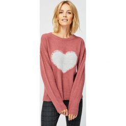 Sweter z sercem. Swetry damskie Moodo, s, bez wzorów, bez rękawów, bez kaptura. Za 39,99 zł.