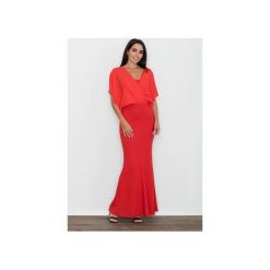 Sukienka M577 Czerwony. Czerwone sukienki damskie FIGL, m, bez wzorów, z materiału, eleganckie, bez kołnierzyka, z długim rękawem, długie, maxi, dopasowane. Za 199,00 zł.
