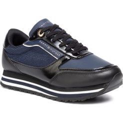 Sneakersy TOMMY HILFIGER - Retro Branded Sneaker FW0FW04305 Tommy Navy CBK. Niebieskie półbuty damskie TOMMY HILFIGER, bez wzorów, ze skóry ekologicznej, retro, bez obcasa, na płaskiej podeszwie, bez zapięcia. Za 449,00 zł.