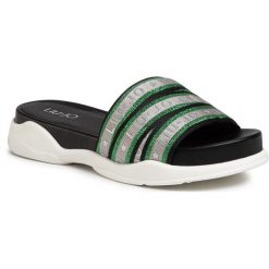 Klapki LIU JO - Star 08 BA0045 TX122 Black/Green S1027. Szare klapki damskie Liu Jo, bez wzorów, ze skóry ekologicznej, bez obcasa. W wyprzedaży za 219,00 zł.