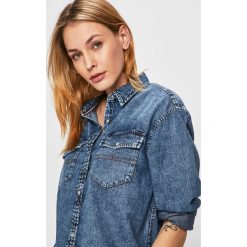 Tommy Jeans - Koszula. Niebieskie bluzki damskie Tommy Jeans, s, bez wzorów, z bawełny, klasyczne, z klasycznym kołnierzykiem, z długim rękawem. Za 299,90 zł.