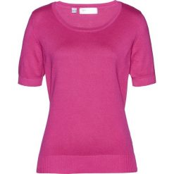 Sweter, krótki rękaw bonprix różowa magnolia. Różowe swetry damskie bonprix, bez wzorów, z krótkim rękawem, krótkie, bez kaptura. Za 49,99 zł.
