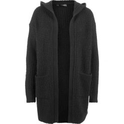 Sweter bez zapięcia z kapturem bonprix czarny. Czarne swetry damskie bonprix, bez wzorów, bez rękawów, z kapturem. Za 79,99 zł.