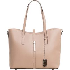 Shopper bag damskie: Skórzany shopper bag w kolorze szarobrązowym – 40 x 14 x 27 cm
