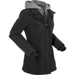 Długa kurtka softshell w optyce 2 w 1 bonprix czarny. Czarne kurtki damskie bonprix, bez wzorów, z dzianiny, długie. Za 219,99 zł.