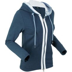 Bluza rozpinana, długi rękaw bonprix ciemnoniebieski melanż. Niebieskie bluzy damskie bonprix, bez wzorów, z długim rękawem, długie, bez kaptura. Za 99,99 zł.