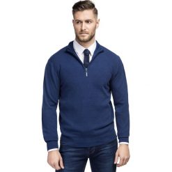 Sweter ADALBERTO SWGR000198. Niebieskie swetry męskie Giacomo Conti, na zimę, m, bez wzorów, z bawełny. Za 259,00 zł.