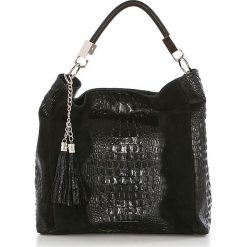 Torebki klasyczne damskie: Skórzana torebka w kolorze czarnym – 38 x 36 x 14 cm