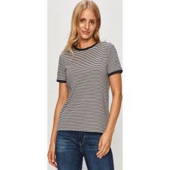 Marc O'Polo - T-shirt. Niebieskie topy damskie Marc O'Polo, s, bez wzorów, z bawełny, z okrągłym kołnierzem. Za 219,90 zł.