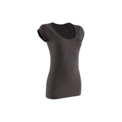 Koszulka krótki rękaw slim Gym & Pilates 500 damska. Czarne bluzki sportowe damskie marki DOMYOS, m, z bawełny. Za 19,99 zł.