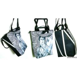1279 art MIMA bag UNI & Marcin Painta print. Szare torebki klasyczne damskie marki Pakamera, w paski, biznesowe, przez ramię, bez dodatków. Za 399,00 zł.