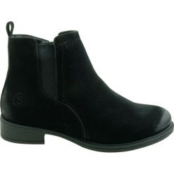 Botki damskie Sergio Leone BT553,Kolor czarny nubuk. Czarne botki damskie Sergio Leone, na zimę, z nubiku, bez obcasa, bez zapięcia. Za 130,00 zł.