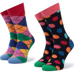 Zestaw 2 par wysokich skarpet unisex HAPPY SOCKS - XBDO02-6500 Kolorowy. Skarpetki damskie Happy Socks, bez wzorów, z elastanu. Za 79,90 zł.