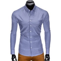 Koszule męskie: KOSZULA MĘSKA ELEGANCKA Z DŁUGIM RĘKAWEM K424 – NIEBIESKA