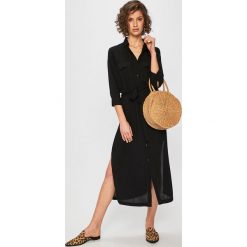 Answear - Sukienka. Czarne sukienki damskie ANSWEAR, na co dzień, s, bez wzorów, z wiskozy, casualowe, bez kołnierzyka, bez rękawów, midi, proste. W wyprzedaży za 99,90 zł.