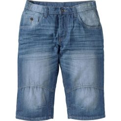 Bermudy dżinsowe "Loose fit" bonprix niebieski "medium bleached used". Niebieskie spodenki i szorty męskie bonprix, m, bez wzorów, z jeansu. Za 99,99 zł.