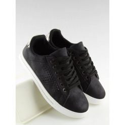 Czarne trampki DOWNTOWN. Czarne buty sportowe damskie FunKee.pl, z aplikacjami, z tkaniny, bez zapięcia. Za 75,59 zł.