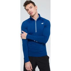 Bluzy męskie: Bluza treningowa męska BLMF205 - niebieski melanż - 4F