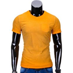 T-SHIRT MĘSKI BEZ NADRUKU S674 - POMARAŃCZOWY. Pomarańczowe t-shirty męskie Ombre Clothing, s, z nadrukiem, z bawełny, eleganckie, bez kołnierzyka. Za 24,99 zł.