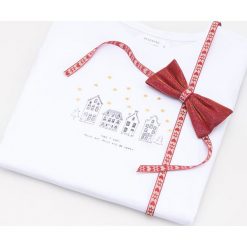 T-shirt ze świątecznym motywem - Biały. Białe t-shirty damskie Reserved, s, bez wzorów, wizytowe, bez kołnierzyka. Za 29,99 zł.