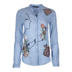Desigual Koszula Damska S Niebieski. Niebieskie koszule damskie Desigual, na co dzień, s, z haftami, z bawełny, bez kołnierzyka, bez rękawów. W wyprzedaży za 314,00 zł.