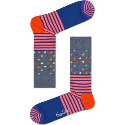 Happy Socks - Skarpety Stripes & Dots. Szare skarpetki męskie marki Happy Socks, z bawełny. W wyprzedaży za 27,90 zł.