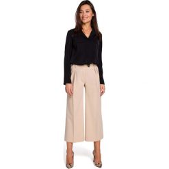 Beżowe Eleganckie Spodnie Kuloty w Kant. Spodnie damskie Molly.pl. Za 129,90 zł.
