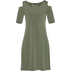 Sukienka shirtowa bonprix oliwkowy. Zielone sukienki damskie bonprix, bez wzorów, bez kołnierzyka, z krótkim rękawem, krótkie, mini. Za 74,99 zł.