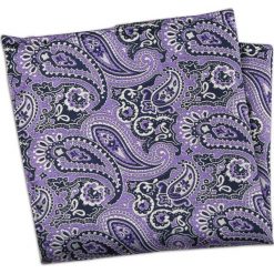Fioletowa Orientalna Męska Poszetka -ALTIES- Paisley, Wrzosowa, Łezki POSZALTTANIA0389. Fioletowe poszetki męskie Alties, bez wzorów, z materiału, eleganckie. Za 16,90 zł.