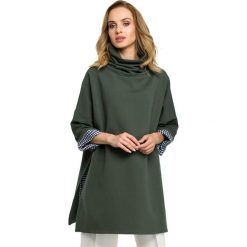 Bluza - militarno-zielona. Zielone bluzy damskie Moe, s, w kratkę, z elastanu, bez rękawów, bez kaptura. Za 199,00 zł.