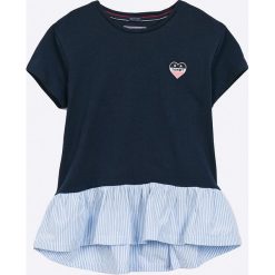 Tommy Hilfiger - Top dziecięcy 122-176 cm. Czarne bluzki dziewczęce TOMMY HILFIGER, z bawełny, z okrągłym kołnierzem. Za 199,90 zł.