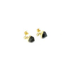 Earrings Agat Mini złoto. Czarne kolczyki damskie Brazi druse jewelry, z agatem, srebrne, na sztyftcie. Za 170,00 zł.