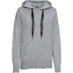 Sweter z kapturem bonprix szary melanż. Szare swetry damskie bonprix, bez wzorów, z długim rękawem, długie, z kapturem. Za 109,99 zł.